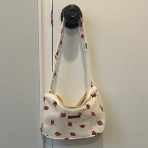 Strawberry Print Cream Shoulder Bag